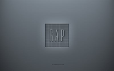 ギャップロゴ, 灰色の創造的な背景, ギャップエンブレム, 灰色の紙の質感, スペース, 灰色の背景, ギャップ3Dロゴ