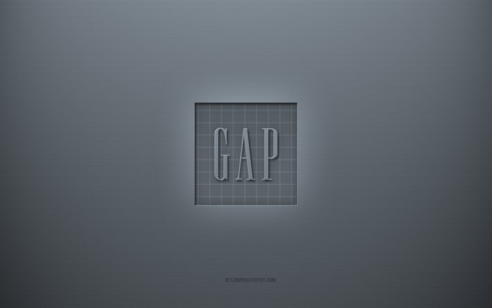 Logotipo da Gap, plano de fundo cinza criativo, emblema da Gap, textura de papel cinza, Gap, plano de fundo cinza, logotipo 3D da Gap