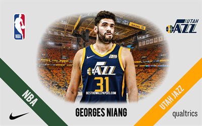 Georges Niang, Utah Jazz, giocatore di basket americano, NBA, ritratto, USA, basket, Vivint Arena, logo Utah Jazz