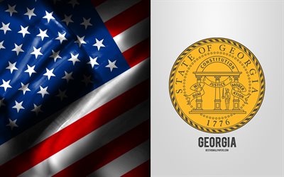 Seal of Georgia, USA Flag, Georgia emblem, Georgia vapen, amerikanska flaggan, Georgia, USA