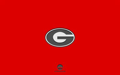 Georgia Bulldogs, fond rouge, &#233;quipe de football am&#233;ricain, embl&#232;me des Georgia Bulldogs, NCAA, G&#233;orgie, &#201;tats-Unis, football am&#233;ricain, logo Georgia Bulldogs