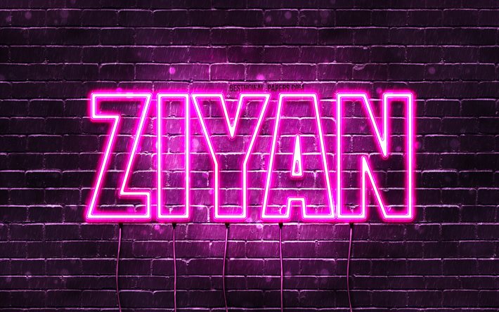 Ziyan, 4k, wallpapers with names, female names, Ziyan name, purple neon lights, Happy Birthday Ziyan, popular arabic female names, picture with Ziyan name