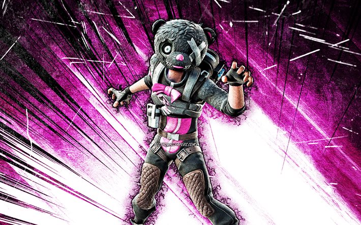 4k, Snuggs, grunge art, Fortnite Battle Royale, Fortnite characters, purple abstract rays, Snuggs Skin, Fortnite, Snuggs Fortnite