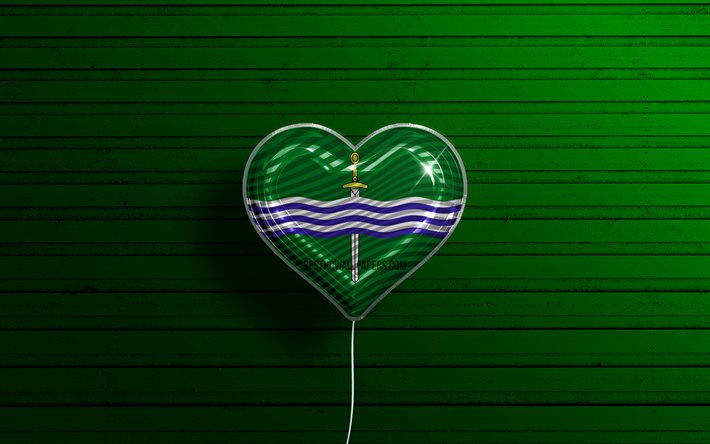 I Love Peterborough, 4k, palloncini realistici, sfondo in legno verde, citt&#224; canadesi, bandiera di Peterborough, Canada, palloncino con bandiera, Peterborough, Giorno di Peterborough