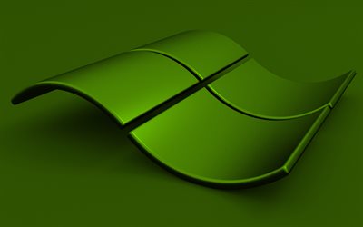 Windows lime logo, 4K, lime backgrounds, creative, OS, Windows 3D logo, artwork, Windows 3D wavy logo, Windows logo, Windows