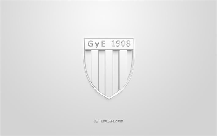 Gimnasia y Esgrima de Mendoza, creative 3D logo, white background, Argentine football team, Primera B Nacional, Mendoza, Argentina, 3d art, football, Gimnasia y Esgrima de Mendoza 3d logo