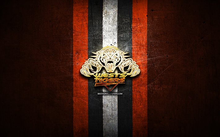Download wallpapers Wests Tigers, golden logo, National Rugby League ...