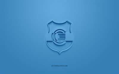 Gimnasia y Esgrima de Jujuy, logo 3D creativo, sfondo blu, squadra di calcio Argentina, Primera B Nacional, Jujuy, Argentina, arte 3d, calcio, Gimnasia y Esgrima de Jujuy logo 3d