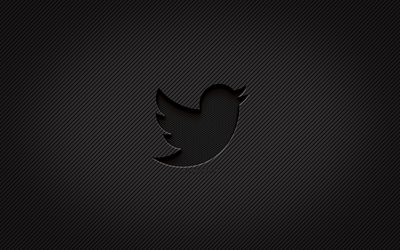 Twitter carbon logo, 4k, grunge art, carbon background, creative, Twitter black logo, social network, Twitter logo, Twitter