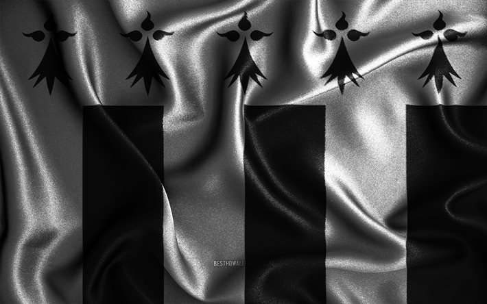 Rennesin lippu, 4k, silkkiset aaltoilevat liput, ranskalaiset kaupungit, Rennesin p&#228;iv&#228;, kangasliput, 3D-taide, Rennes, Eurooppa, Ranskan kaupungit, Rennes 3D-lippu, Ranska
