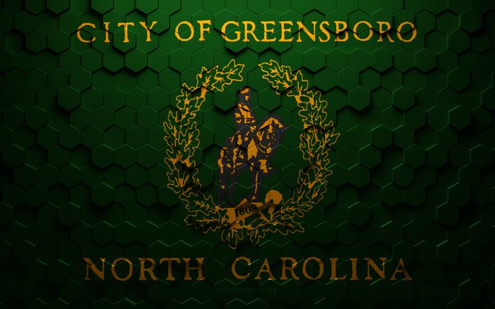 Flag of Greensboro, North Carolina, honeycomb art, Greensboro hexagons flag, Greensboro, 3d hexagons art, Greensboro flag