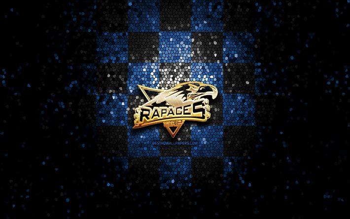 Rapaces de Gap, キラキラロゴ, リーグマグヌス, 青黒市松模様の背景, ホッケー, フランスのホッケーチーム, Rapaces deGapのロゴ, モザイクアート, フランスのホッケーリーグ, フランス