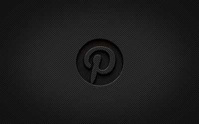 Pinterest-hiililogo, 4k, grunge-taide, hiilitausta, luova, Pinterestin musta logo, sosiaalinen verkosto, Pinterest-logo, Pinterest