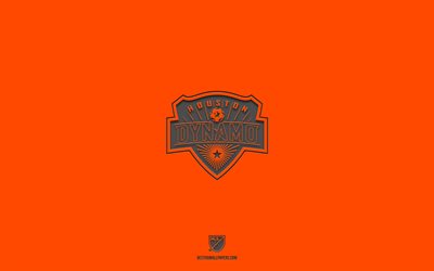 Houston Dynamo FC, orange background, American soccer team, Houston Dynamo FC emblem, MLS, Texas, USA, soccer, Houston Dynamo FC logo