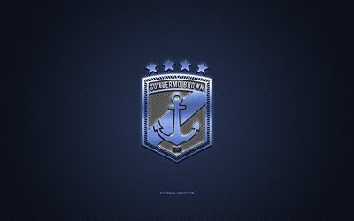 Guillermo Brown, Argentine football club, blue logo, blue carbon fiber background, Primera B Nacional, football, Puerto Madryn, Argentina, Guillermo Brown logo