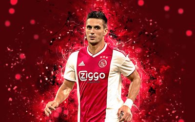 Dusan Tadic, 4k, arte astratta, calciatori, Ajax, calcio, Tadic, Eredivisie olandese, luci al neon, Ajax FC, calciatore serbo