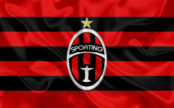 AF Sporting San Miguelito, 4k, logotyp, siden konsistens, Panama football club, red black flag, emblem, Panamas Football League, LPF, San Miguelito, Panama, fotboll