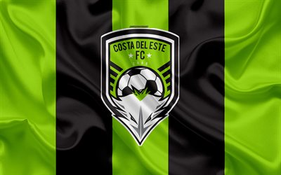 الساحل الشرقي FC, 4k, شعار, نسيج الحرير, بنما لكرة القدم, الأخضر أسود العلم, البنمي لكرة القدم, دبا, بنما سيتي, بنما, كرة القدم