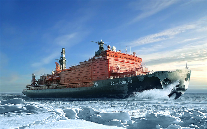 NS 50 Let Pobedy, nuclear-powered icebreaker, Arctic, 50 Years of Victory, sea