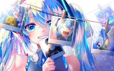 Hatsune Miku, fotoğraf, manga, Vocaloid, mavi g&#246;zler