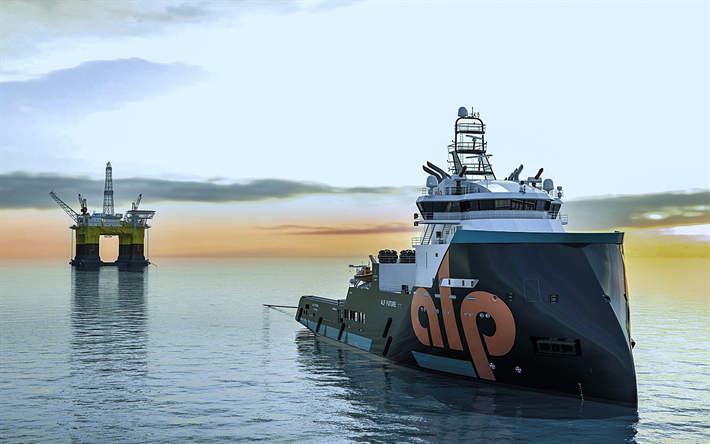 Alp Futuro, mar, navio, Ventos Navio De Abastecimento, a plataforma de perfura&#231;&#227;o, AHT navios