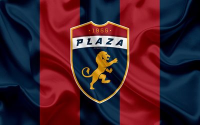 CD Plaza Amador, 4k, logo, silk texture, Panama football club, red blue flag, emblem, Panamanian Football League, LPF, Panama City, Panama, football