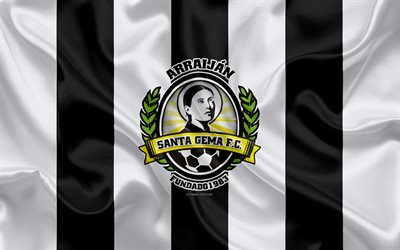 Santa Gema FC, 4k, logo, ipek doku, Panama Futbol Kul&#252;b&#252;, beyaz siyah bayrak, amblem, Panama Futbol Ligi, LPF, Arrayan, Panama, futbol