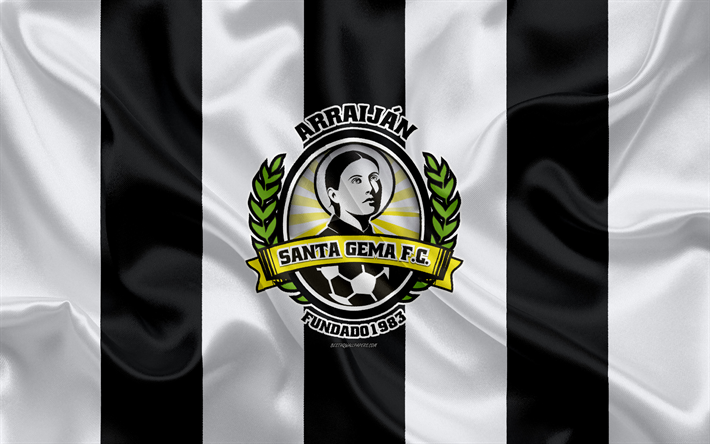 Santa Gema FC, 4k, logo, textura de seda, Panam&#225; futebol clube, white black flag, emblema, Balboa Liga De Futebol, LPF, Arrayan, Panam&#225;, futebol
