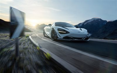 McLaren 720S Novitec, 2018, 4k, vista de frente, superdeportivo de lujo, nueva, blanca 720S, tuning, coches deportivos Brit&#225;nicos de McLaren