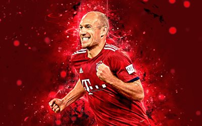 Arjen Robben, 4k, soyut sanat, futbol yıldızları, Bayern M&#252;nih, Almanya, futbol, Robben, Bundesliga, futbolcular, neon ışıkları, FC Bayern M&#252;nih, Hollandalı futbolcu