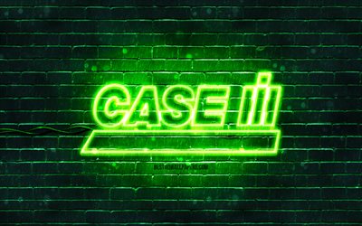 Case IH green logo, 4k, green brickwall, Case IH logo, brands, Case IH neon logo, Case IH