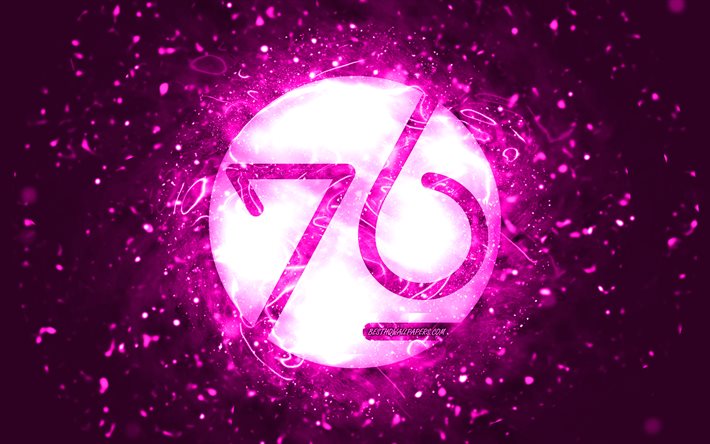 logo violet system76, 4k, n&#233;ons violets, Linux, cr&#233;atif, fond abstrait violet, logo system76, syst&#232;me d&#39;exploitation, system76