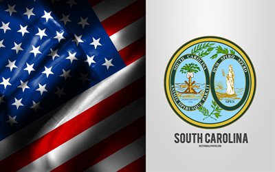 Seal of South Carolina, USA Flag, South Carolina emblem, South Carolina coat of arms, South Carolina badge, American flag, South Carolina, USA