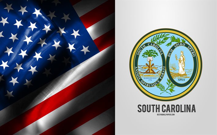 Seal of South Carolina, USA Flag, South Carolina emblem, South Carolina coat of arms, South Carolina badge, American flag, South Carolina, USA
