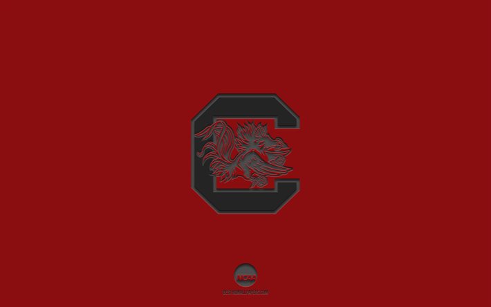 South Carolina Gamecocks, fundo cor de vinho, time de futebol americano, emblema do South Carolina Gamecocks, NCAA, Carolina do Sul, EUA, futebol americano, logotipo do South Carolina Gamecocks
