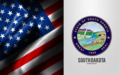 Seal of South Dakota, USA Flag, South Dakota emblem, South Dakota coat of arms, South Dakota badge, American flag, South Dakota, USA