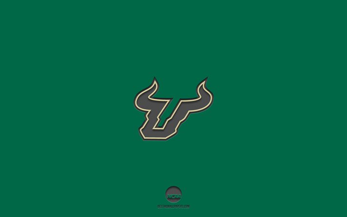 South Florida Bulls, fundo verde, time de futebol americano, emblema do South Florida Bulls, NCAA, Fl&#243;rida, EUA, futebol americano, logotipo do South Florida Bulls