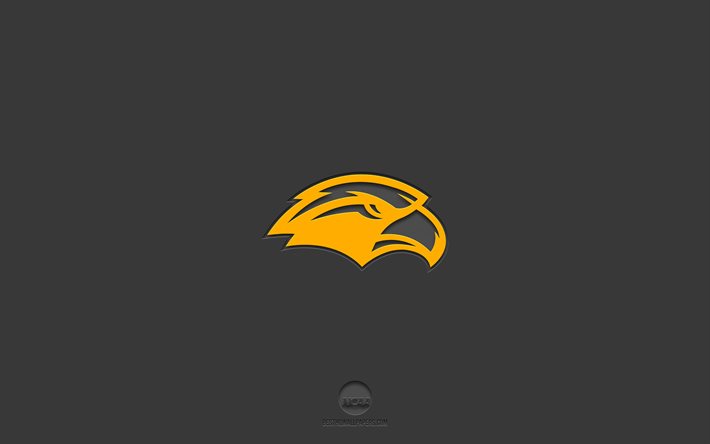Southern Miss Golden Eagles, gray background, American football team, Southern Miss Golden Eagles emblem, NCAA, Mississippi, USA, American football, Southern Miss Golden Eagles logo