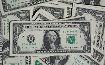 1 dollar banknote, money background, finance background, money, background with dollars, american dollars