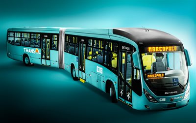 4k, Marcopolo Viale BRT Articulado Volvo B340M, autobus blu, 2021 autobus, trasporto passeggeri, Autobus Marcopolo, 2021 Marcopolo Viale BRT, Marcopolo