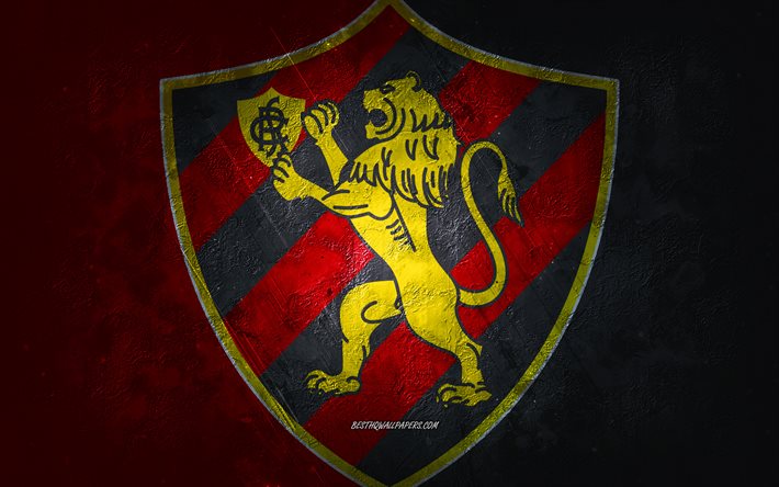 Sport Recife, squadra di calcio Brasiliana, sfondo rosso, Sport Recife logo, grunge, Serie A, Brasile, calcio, Sport Recife emblema