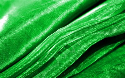 green wavy fabric background, 4K, wavy tissue texture, macro, green textile, fabric wavy textures, textile textures, fabric textures, green backgrounds, fabric backgrounds