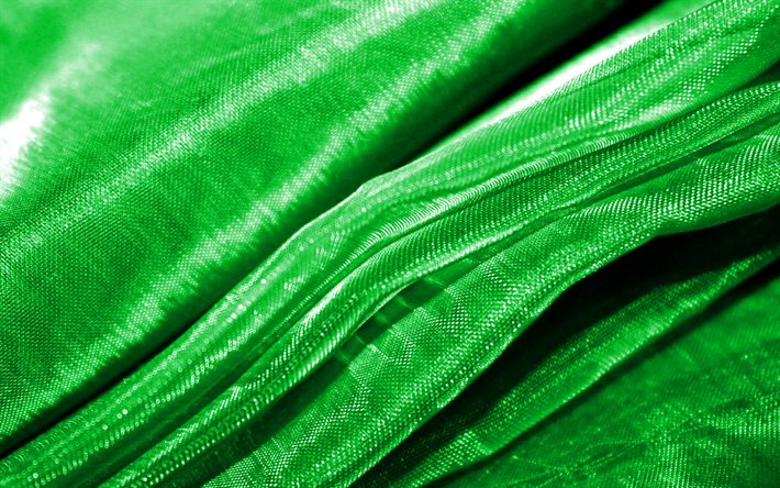 grön vågig tyg bakgrund, 4K, vågig vävnad textur, makro, grön textil, tyg vågiga texturer, textil texturer, tyg texturer, gröna bakgrunder, tyg bakgrunder