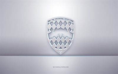 SSC 3d beyaz logo, gri arka plan, SSC logosu, yaratıcı 3d sanat, SSC, 3d amblem