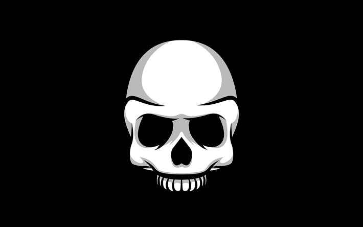 Download wallpapers white skull, 4k, minimal, black background, creative,  scary skull, skull minimalism, background with skull, artwork, skull for  desktop free. Pictures for desktop free