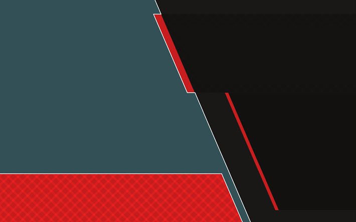 materialdesign, 4k, grau und schwarz, geometrische formen, graue hintergr&#252;nde, rote linien, geometrische kunst, kreativ, hintergrund mit linien