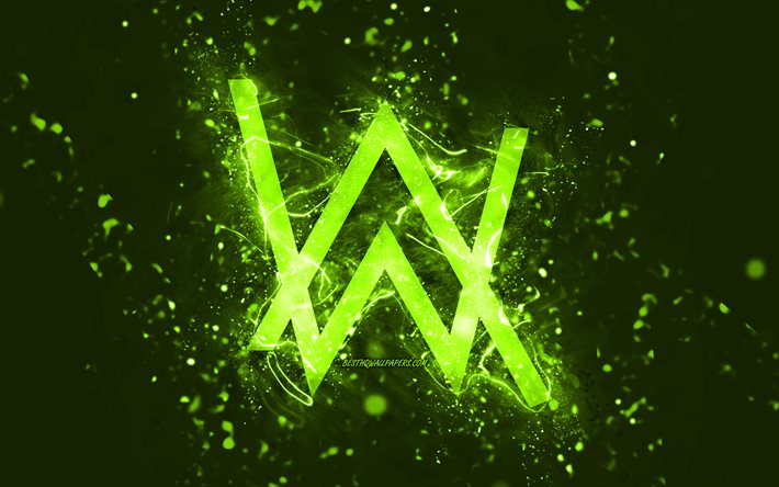 alan walker lime logo, 4k, norwegische djs, lime neon lights, kreativer, lime abstrakter hintergrund, alan olav walker, alan walker logo, musikstars, alan walker