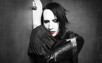 Marilyn Manson, Brian Hugh Warner, retrato, 4k, Cantor de rock americano, a banda de rock