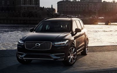 Volvo XC90, 4k, 2018, black XC90, new cars, luxury SUVs, Swedish cars, Volvo