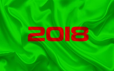 2018 Year, New Year concepts, green background, 2018 concepts